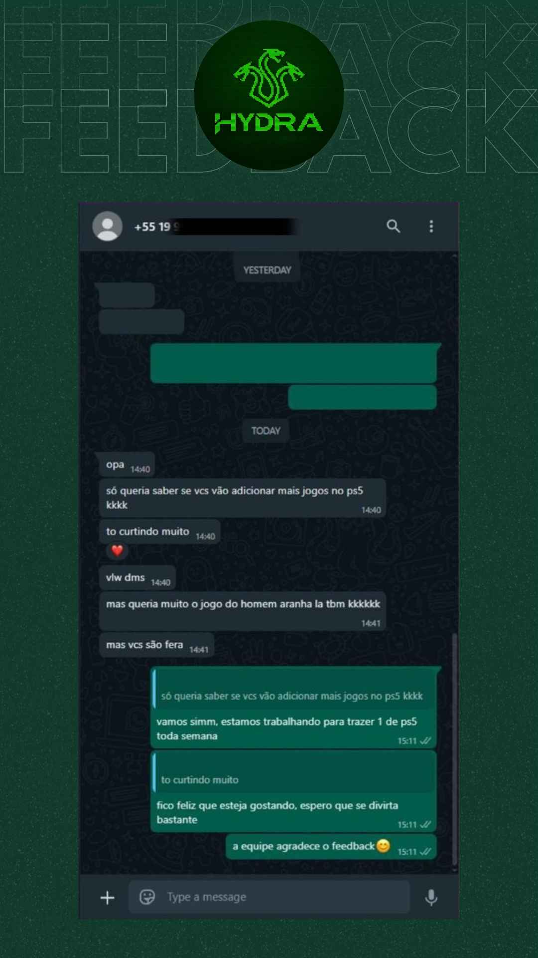 Feedback de cliente Hydrabox (SACPBox / SACHydrabox) — depoimento 2
