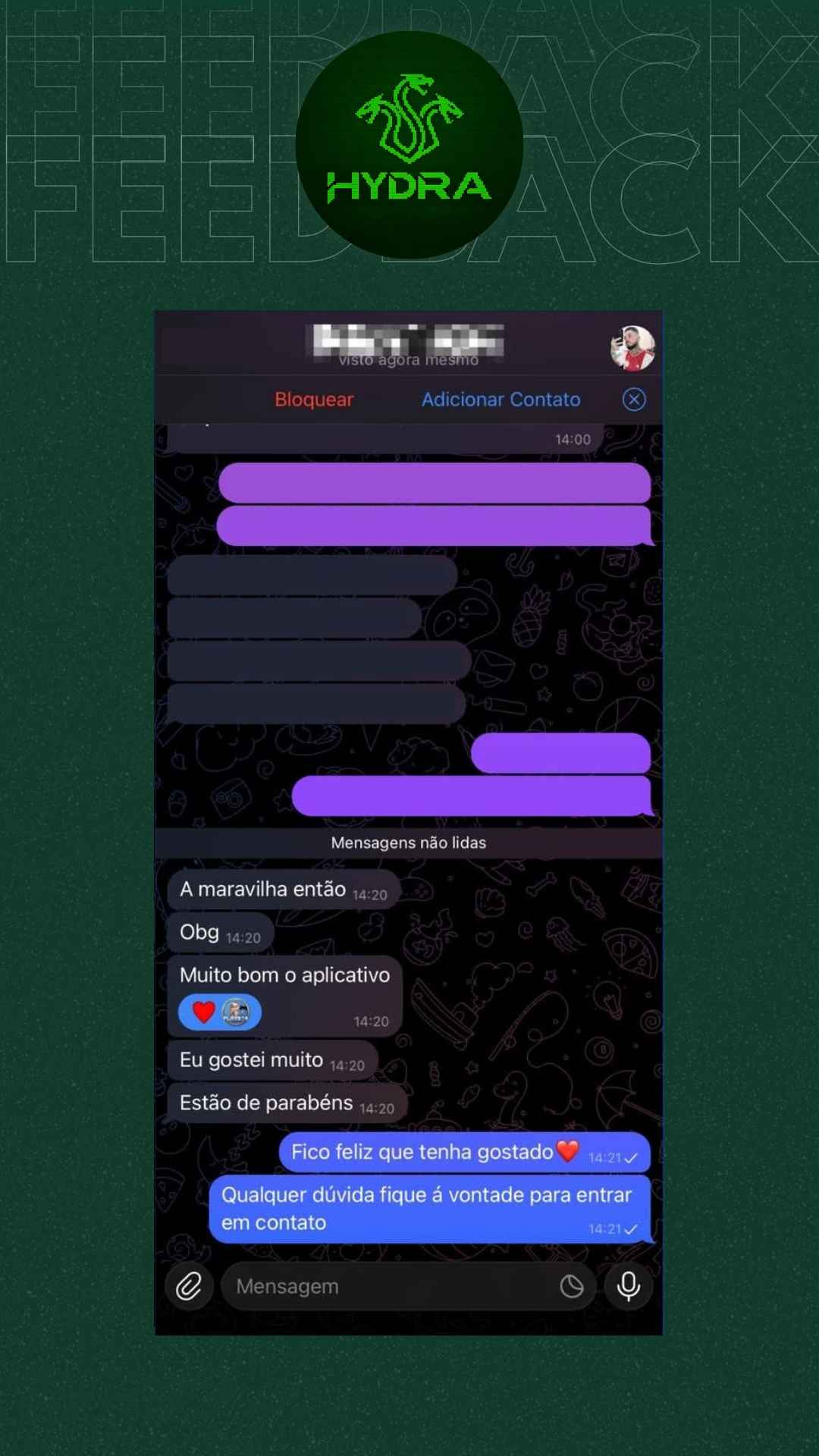 Feedback de cliente Hydrabox (SACPBox / SACHydrabox) — depoimento 5
